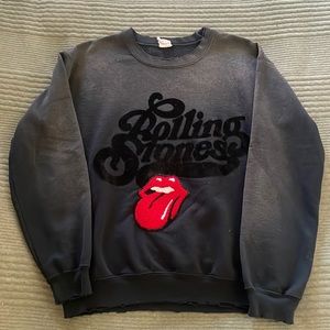 MadeWorn Rolling Stones crewneck sweater with black felt writing, size: Small